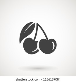 cherry icon, vector fruit illustration, fresh healthy sweet cherries pictogram isolated on white. logo illustration