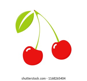 Cherry icon, vector fruit illustration. Fresh healthy cherries.