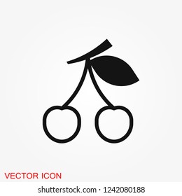 Cherry icon vector, fruit illustration, fresh healthy cherries