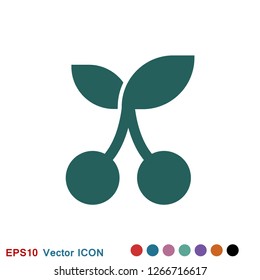 Cherry icon vector, fruit illustration, fresh healthy cherries
