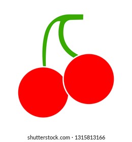 Cherry Icon, Vector Fruit Illustration, Fresh Healthy Sweet Cherries