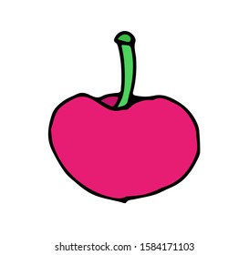 Cherry icon, vector fruit illustration isolated on white background, sweet cherries, flat fresh healthy cherries.