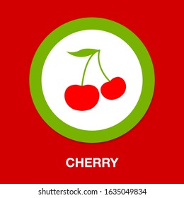 cherry icon, vector fruit illustration, sweet cherries, fresh healthy cherries