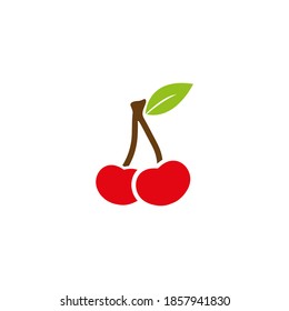 cherry icon, vector fruit illustration, sweet cherries, fresh healthy cherries