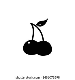 cherry icon vector. Cherry isolated black sign on white background.