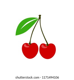 cherry icon vector isolated illustration,  fresh fruit symbol 