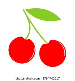 Cherry icon. Cherry vector icon. Cherry icon isolated on white background. Simple logo. Simple icon.