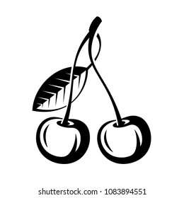 Cherry icon. Vector silhouette