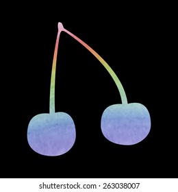 Cherry Icon. Watercolor effect