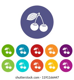 Cherry icons color set vector for any web design on white background