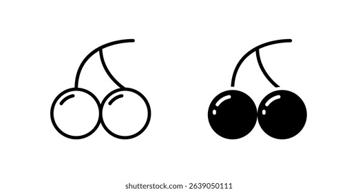 Cherry icons, ideal for sweet treats, desserts, fruit drinks, and natural food branding.