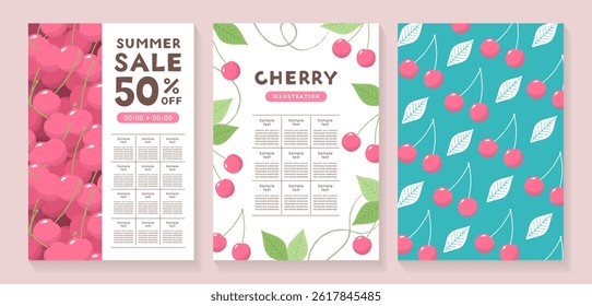 Conjunto de Plantilla de flyer de ilustración de cereza