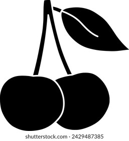 cherry illustration fruit silhouette plant logo tree icon branch outline leaf berry eco nature garden food green agriculture natural shape of eco nature for vector graphic background
