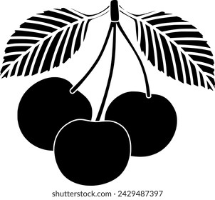 cherry illustration fruit silhouette plant logo tree icon branch outline leaf berry eco nature garden food green agriculture natural shape of eco nature for vector graphic background