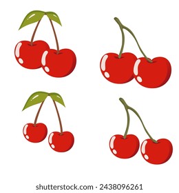 Ilustración de cereza aislado en un fondo blanco Icono de estilo de dibujos animados vector