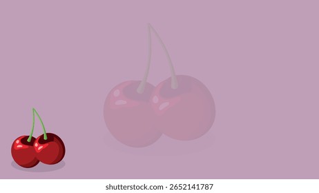 cherry illustration on the purple background vector design