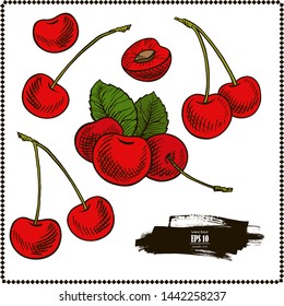 Cherry. Isolated berries on white background
