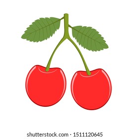 Cherry isolated. Flat design icon vector illustration.