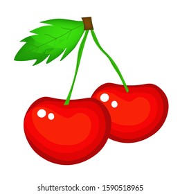 Cherry isolated. Cherry fresh fruit on white. Cherries. With clipping path.vector,natural berry