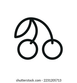 Cherry isolated icon, cherries, berries outline vector icon with editable stroke