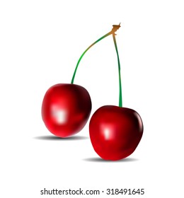 Cherry Isolated on White