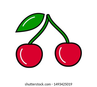 Cherry isolated on white background. Vector illustration.