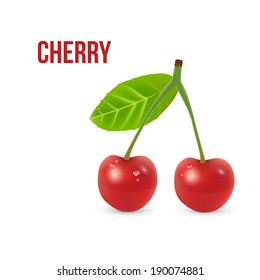 Cherry isolated on white background. Vector