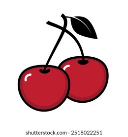 Cherry isolado no fundo branco. Cereja vitaminas saudáveis.