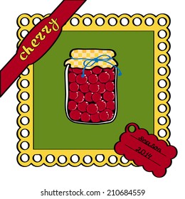 Cherry jam bottle illustration