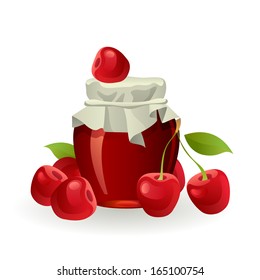 Cherry jam with fresh cherries