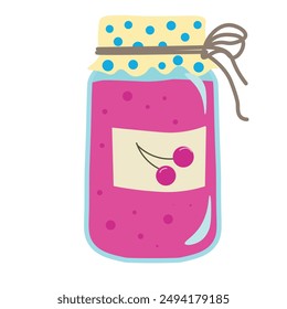 cherry jam in a glass jar