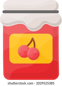 Jam de cerezo en Jara de vidrio Diseño de icono de vectores, Símbolo de actividades de otoño o otoño, Signo de clima seco, climas templados Elementos Ilustración de material