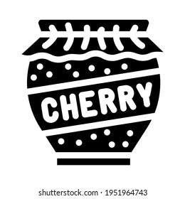 cherry jam home preservation canned food glyph icon vector. cherry jam home preservation canned food sign. isolated contour symbol black illustration