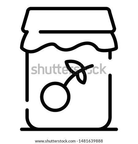Cherry jam jar icon. Outline cherry jam jar vector icon for web design isolated on white background
