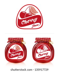 Cherry Jam Label With Jar