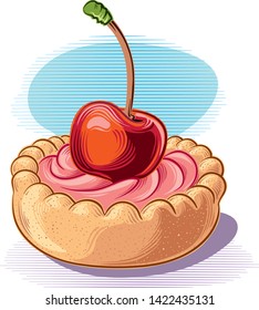 A cherry jam pastry, on a white background, in vector.