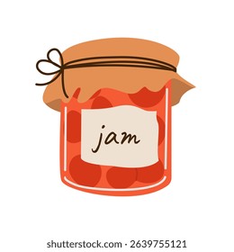 Cherry jam set. Spread fresh red berries isolated on white background. Vector sweet food illustration in cartoon flat style.	