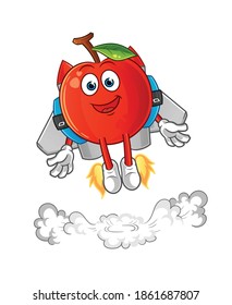 Kirsche mit Jetpack-Maskottchen. Cartoon-Vektorgrafik