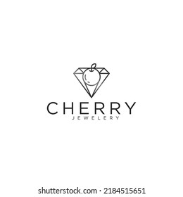 logotipo de cerezo y joyería, icono y vector