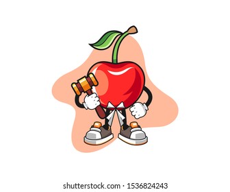 Cherry judge cartoon cartoon. Mascot Character vector.