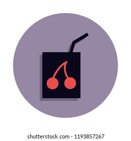 cherry juice in a box icon in badge style. One of web collection icon can be used for UI, UX