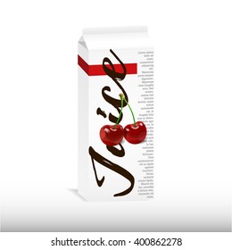 Cherry juice carton box vector illustration. Cherry juice carton box vector illustration. For juice label, jam