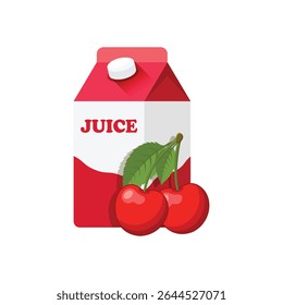 Cherry juice collection in flat style. Cherries drink vector illustration on isolated background. Healthy cocktail sign business concept.