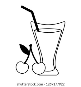 cherry juice cup with straw
