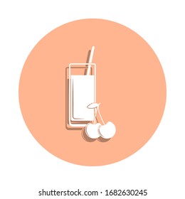 Cherry juice in a glass badge icon. Simple glyph, flat vector of drink icons for ui and ux, website or mobile application
