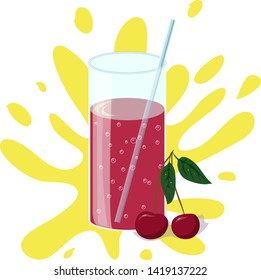 cherry juice in a glass of lemonade summer heat