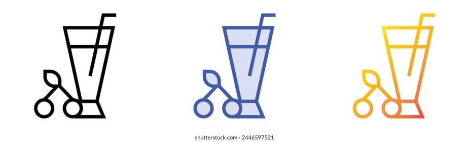 cherry juice icon. Linear, Blue Fill and Gradient Style Design Isolated On White Background