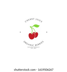 Cherry juice. Logo template. Juicy berries