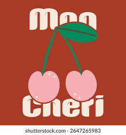 Cherry juice print.fashion graphic prints for cherries fruit, graffiti text print design. women's fashion print artwork. trendy cherry fruit t-shirt design. summer t-shirt design, girl's t-shirt