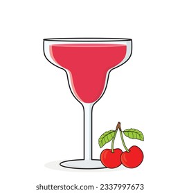 Cherry juice. cherry slice.
cherry flavored drink. cherry vector cartoon icon design illustration